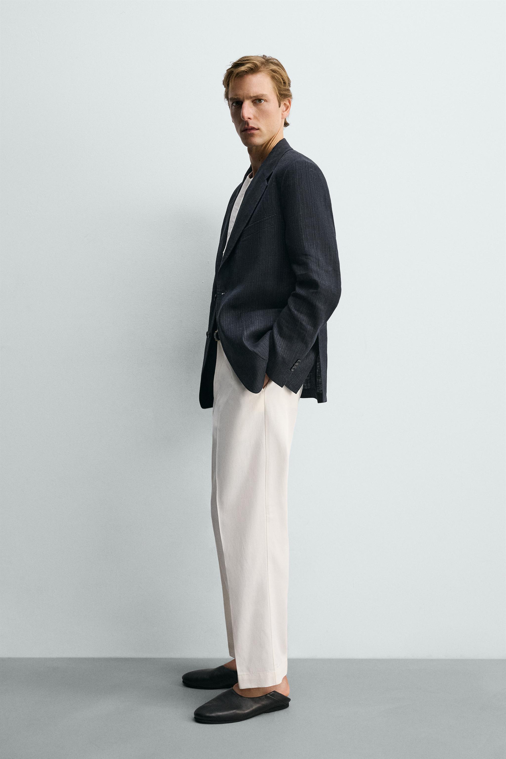 100% LINEN STRIPED BLAZER